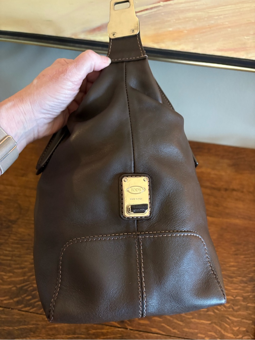 Tod’s D-Styling Leather Bauletto Satchel Bag - Chocolate Brown (Excellent) CoA - Picture 11 of 17
